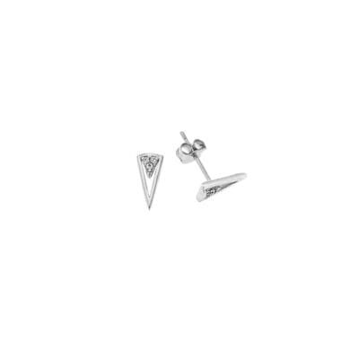 Silver earrings 925° Studded with triangle with white cubic zirconia