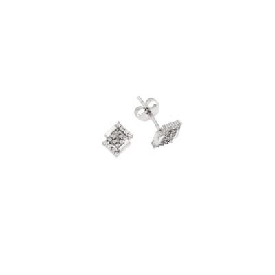 Earrings Silver 925° Studded double square with white cubic zirconia