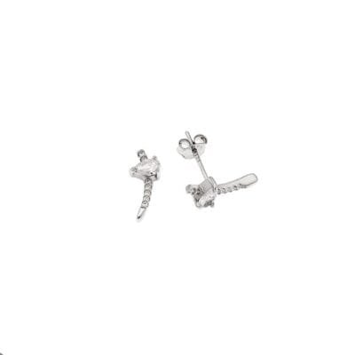 Σκουλαρίκια Ασήμι 925° Καρφωτά με μαχαίρι και λευκά ζιργκόν