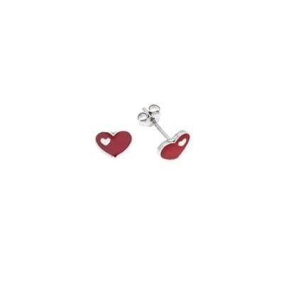 Earrings of gold plated silver 925, with red heart