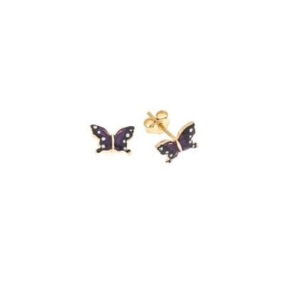 Earrings Silver 925° with purple butterfly