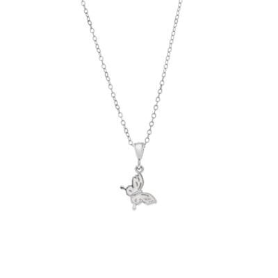 Κολιέ  Ασήμι 925° Μενταγιόν με λευκή πεταλούδα
