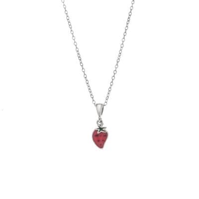 Κολιέ  Ασήμι 925° Μενταγιόν με φραουλίτσα
