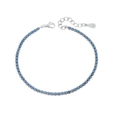 Sterling silver bracelet, Riviera with turquoise cubic zirconia