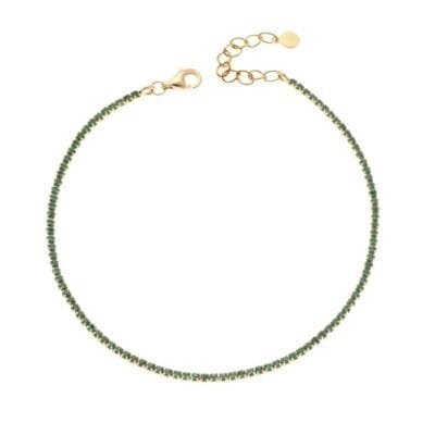 Gold plated silver bracelet 925, Riviera with green cubic zirconia