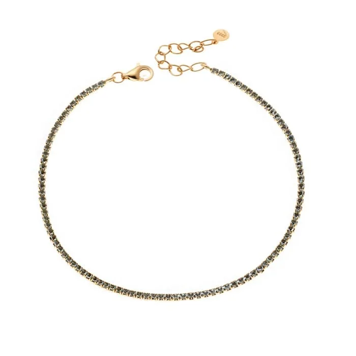 Gold plated silver bracelet 925, Riviera with light blue cubic zirconia