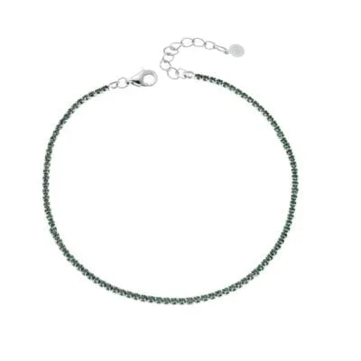 Silver bracelet 925, Riviera with green cubic zirconia