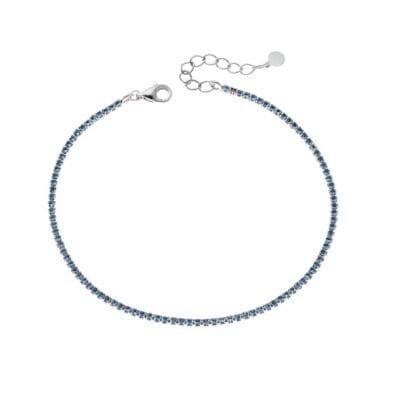 Silver bracelet 925, Riviera with light blue cubic zirconia