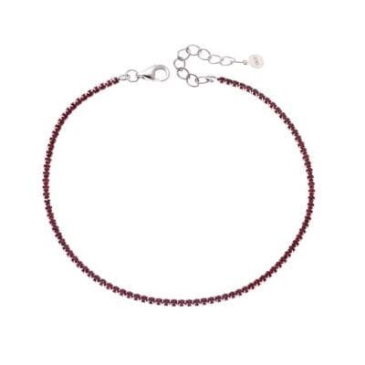 Silver bracelet 925, Riviera with red cubic zirconia
