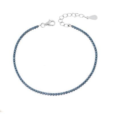 Sterling silver bracelet, Riviera with turquoise cubic zirconia