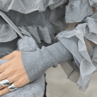 Μπλούζα Διάφανη με Φραμπαλά σε γκρι χρώμα