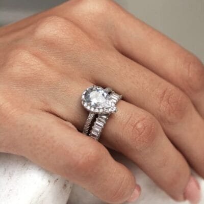 Silver ring 925° Mono stone with cubic zirconia in tear shape