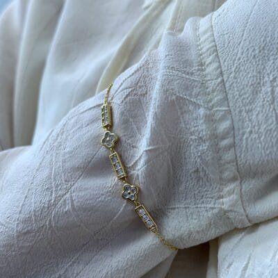 Silver bracelet 925° Chain with cubic zirconia