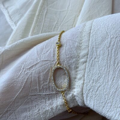 Silver bracelet 925° Chain with circle with cubic zirconia