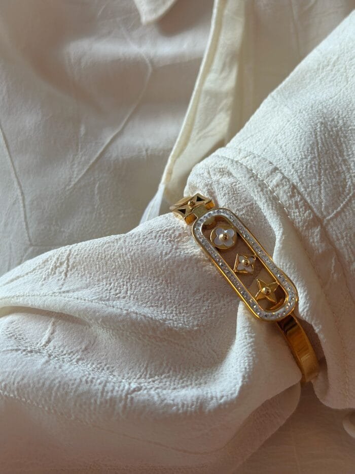 Stainless Steel Bracelet Handcuff with Strass detail