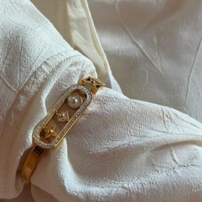 Βραχιόλι Stainless Steel Χειροπέδα με λεπτομέρεια με Strass