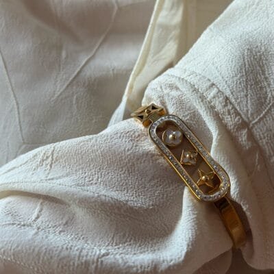 Βραχιόλι Stainless Steel Χειροπέδα με λεπτομέρεια με Strass