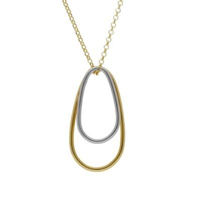 Κολιέ Ασήμι 925° Μενταγιόν με αλυσίδα και χρυσό και ασημί Οβάλ