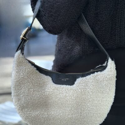 DAVIDJONES PARIS Top Handle Fur shoulder bag with leather strap