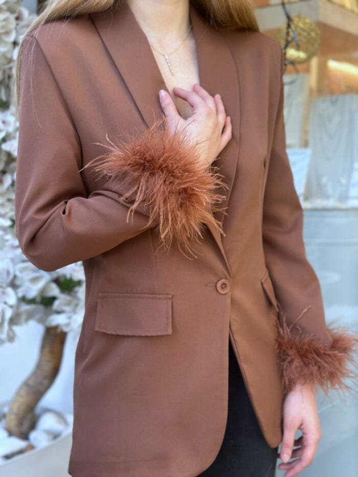 Brown jacket with sleeve with tassel - Image 2