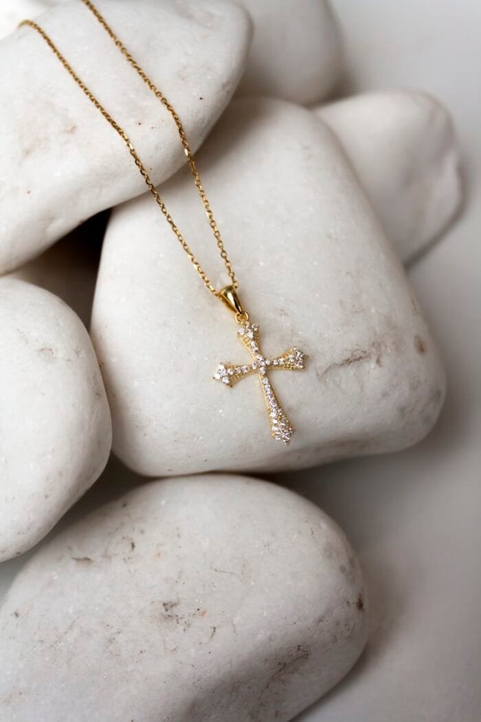 Silver necklace Silver 925° Cross thin with cubic zirconia