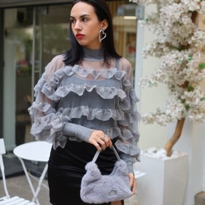 Blouse Transparent Blouse with Framabala in grey color