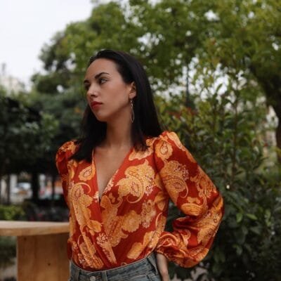 Μπλούζα Κορμάκι με Πορτοκαλί  σχέδιο