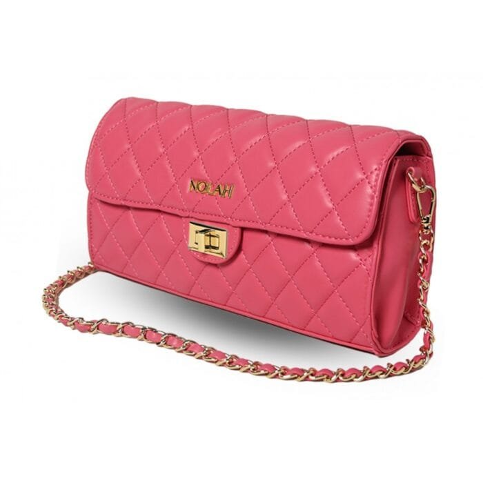 Nolah Baguette Quilted bag with gold logo and padded chain
