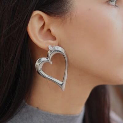 Σκουλαρίκια Stainless Steel Κρίκοι σε σχήμα Καρδιά