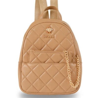 Τσάντα Nolah Σακίδιο Πλάτης με logo Μέλισσα και θήκη που βγαίνει σε μπεζ χρώμα