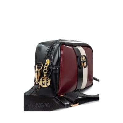 Τσάντα FRNC Messenger με χρυσό logo και μαύρο και λευκό σχέδιο σε μπορντό χρώμα