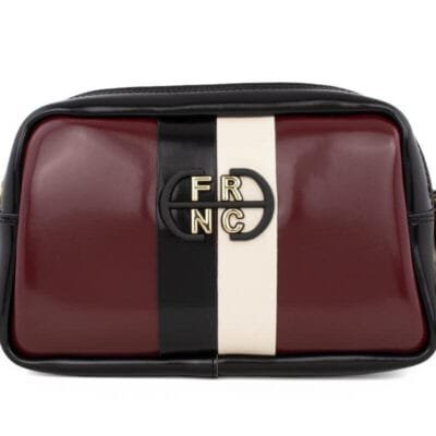 Τσάντα FRNC Messenger με χρυσό logo και μαύρο και λευκό σχέδιο σε μπορντό χρώμα