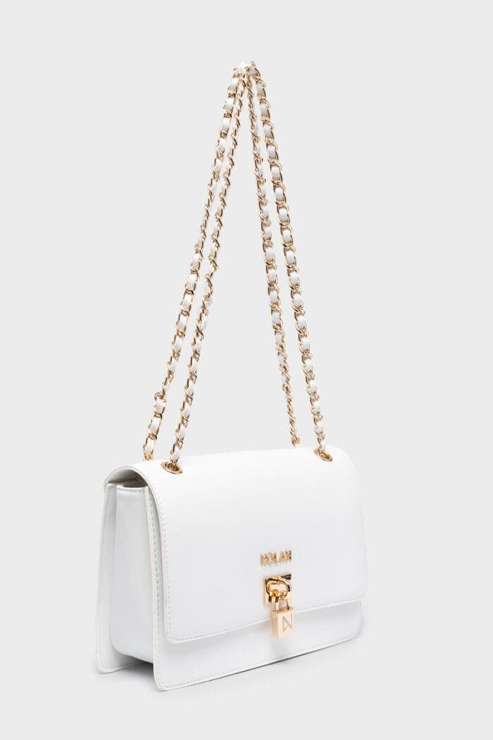 Bag Nolah Flap with padlock and chain in white color