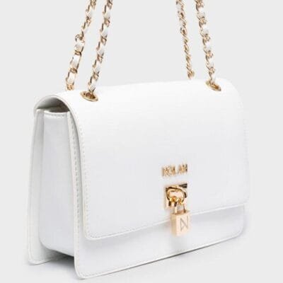 Τσάντα Nolah Flap με λουκέτο και αλυσίδα σε λευκό χρώμα