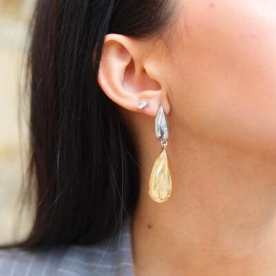 Σκουλαρίκια Stainless Steel Κρεμαστά χρυσό και ασήμι