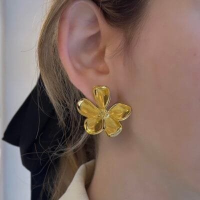 Σκουλαρίκια Stainless Steel Καρφωτά με λουλούδι