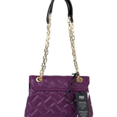 Τσάντα FRNC Quilted Καπιτονέ με χρυσή και μαύρη αλυσίδα σε μωβ χρώμα