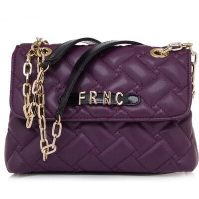 Τσάντα FRNC Quilted Καπιτονέ με χρυσή και μαύρη αλυσίδα σε μωβ χρώμα