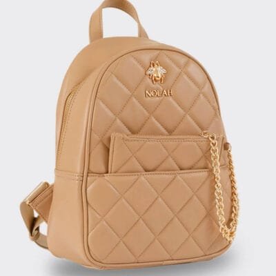 Τσάντα Nolah Σακίδιο Πλάτης με logo Μέλισσα και θήκη που βγαίνει σε μπεζ χρώμα