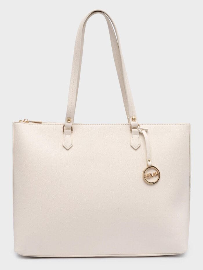 Bag Nolah Tote with gold logo key ring in white color - Image 3