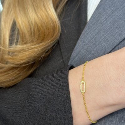 Βραχιόλι Ασήμι 925° με ορθογώνιο και ζιργκόν