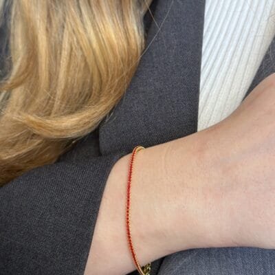 Βραχιόλι Ασήμι 925° Ριβιέρα με κόκκινα ζιργκόν