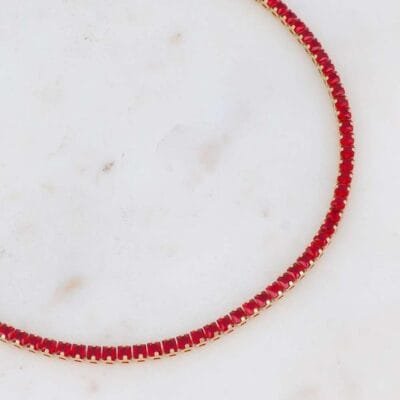 Βραχιόλι Ασήμι 925° Ριβιέρα με κόκκινα ζιργκόν