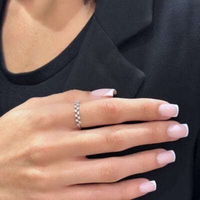 Δαχτυλίδι Ασήμι 925° Βεράκι καρό με ζιργκόν