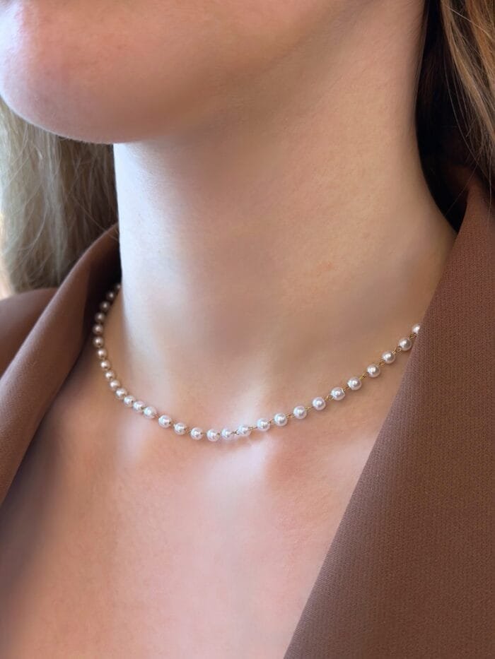 Stainless Steel Chain Necklace with pearls