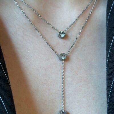 Κολιέ Stainless Steel Αλυσίδα δπλή με πέτρα