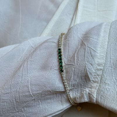 Βραχιόλι Ασήμι 925° Ριβιέρα μα Λευκά και Πράσινα Ζιργκόν