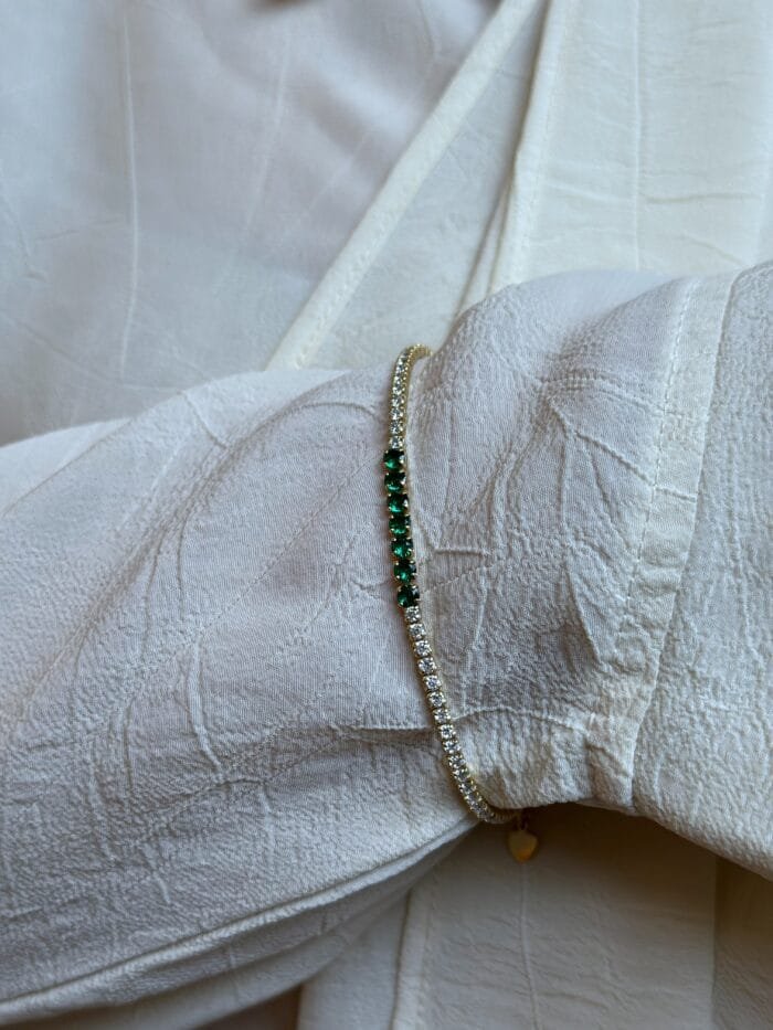 Silver bracelet 925° Riviera with White and Green Zirconia