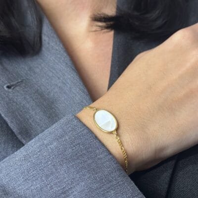 Βραχιόλι Ασήμι 925° Αλυσίδα με πέτρα Φίλντισι