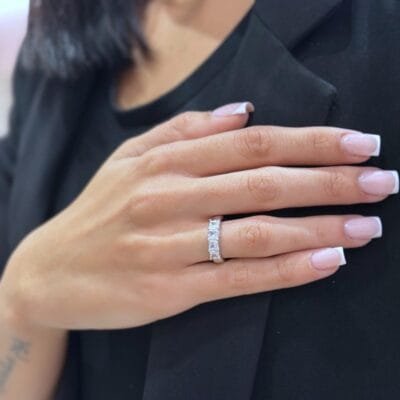 Silver ring 925° with a triple zircon stone